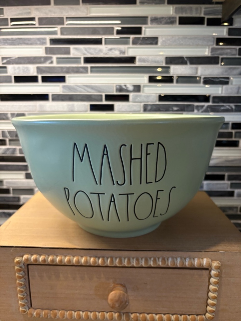 Rae Dunn Pale Mint Green "Mashed Potatoes" Ceramic Mixing Bowl